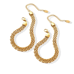 Mesh-Armband-Set aus 18K vergoldetem Edelstahl mit Karabinerverschluss und Kette