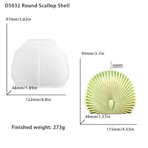 Dettaglio stampo in silicone 3D a conchiglia per candele fai-da-te con dimensioni e peso