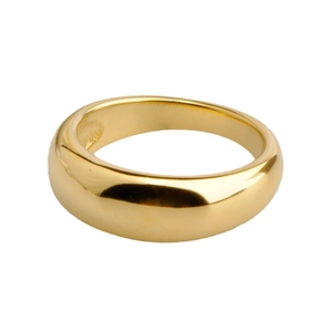 Polished chunky gold dome ring with a minimalist smooth surface in stainless steel