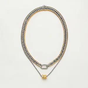 Miami Cuban Link Necklace Stainless Steel 18K Gold Plated Two Tone Chunky Curb Chain Industrial Punk Hip Hop Jewelry For Women Men
