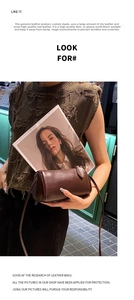 Women brown genuine leather cylinder shoulder crossbody bag, vintage stylish small purse.