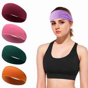 Elastic solid color sports headband set for yoga and running available in multiple colors