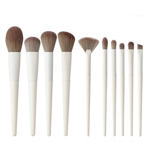 Professional 10pcs white handle makeup brush set with dual-tone synthetic bristles