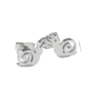 Minimalist stainless steel snail stud earrings in polished silver finish for women