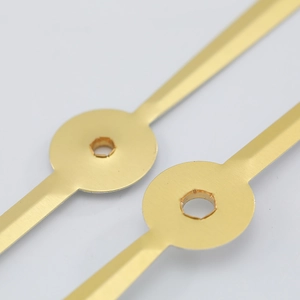 Brushed gold aluminum quartz clock hands set for repair with modern needle design