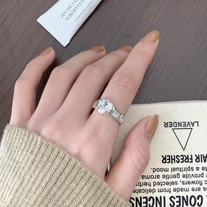 French style 925 sterling silver irregular ring with liquid lava texture on hand