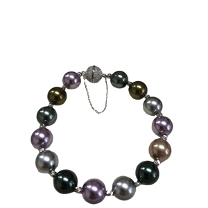 Morandi multicolor pearl bracelet with a sparkling crystal pave magnetic clasp and chain