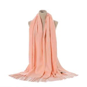 Solid color imitation cashmere winter scarf with fringe detail, soft and warm accessory for women.