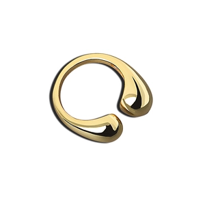 Minimalist golden teardrop open ring with a polished metallic finish for women