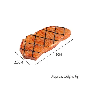 Realistic PVC mini beef steak food model with grilled texture 6cm fake meat prop
