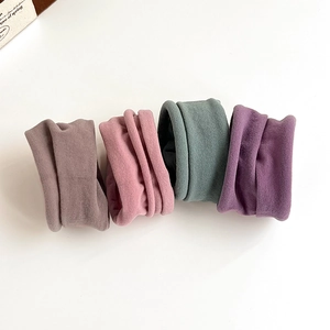Morandi wide elastic hair ties set in velvet grey, pink, blue and purple colors