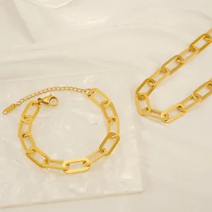 Bracelet Chaîne Trombone Plaqué Or 18K Acier Inoxydable Bijoux Géométriques Minimalistes Femmes Hommes