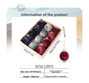 Detail of 6cm velvet Christmas balls featuring gold star patterns and plush texture