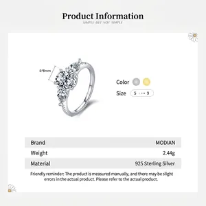 Classic 925 sterling silver ring with oval 6*8mm cubic zirconia main stone in silver finish