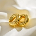 Chic 18K gold plated stainless steel hoop earrings with unique hammered lava texture