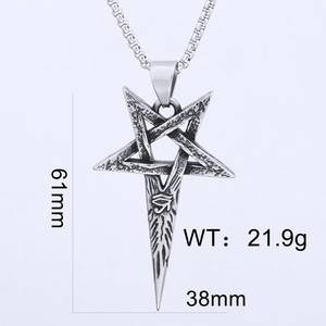 Detailed size chart of the Viking pentagram necklace with precise 61mm height measurements