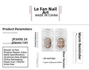 Detailed set of 3D aurora butterfly long pointed fake nails with 24 pieces and glue
