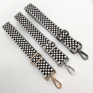 Adjustable knit shoulder straps for handbags with floral patterns and multicolor metal hooks