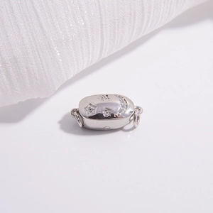 Fermoir en argent S925 avec étoile, lune et oxydes de zirconium pour la bijouterie