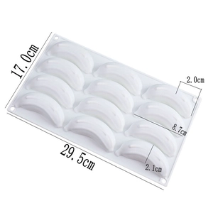 White 12-cavity silicone banana mold for mousse cake and jelly with precise dimensions