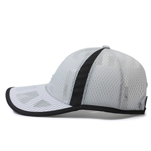 Breathable gray mesh baseball cap with black trim for outdoor summer sports