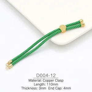 Detail of 3mm green Milanese cord with 18k gold plated adjustable Tree of Life clasp