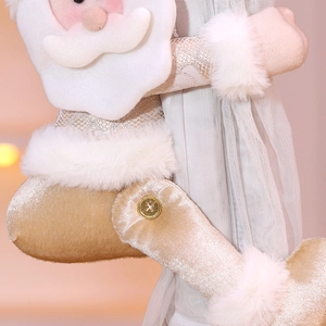 Christmas Santa Claus curtain buckle in champagne velvet with gold sequin lace detail