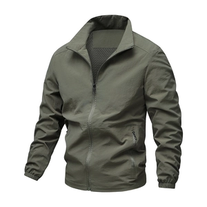 Men's Casual Stand-Up Collar Windbreaker Short Jacket Spring Autumn Outdoor Full Zip Basic Solid Color Coat