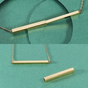 Minimalist Geometric Long Column Pendant Necklace Stainless Steel Retractable Telescopic Stick Hidden Structure Jewelry