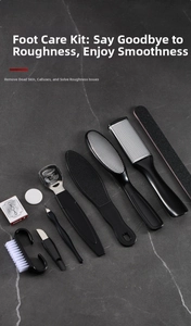 Detailed view of professional 10-in-1 stainless steel foot file and pedicure tool set