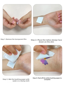 Step-by-step tutorial for applying waterproof cartoon tattoo stickers on the wrist skin