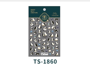 Detail of 3D embossed nail stickers featuring cute penguin and blue fish patterns TS-1860
