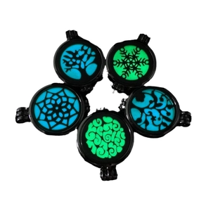 Luminous hollow stainless steel aromatherapy diffuser locket necklaces set of 5 designs