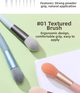 Detail of 8pcs mini makeup brushes with soft bristles and matte ergonomic handles