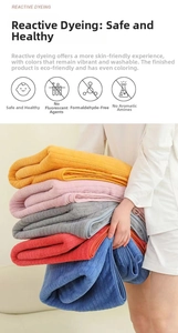Close-up of soft coral fleece towels with absorbent striped texture in vibrant colors