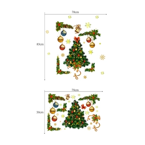 Christmas tree and golden ball wall stickers layout showing dimensions 78x83cm