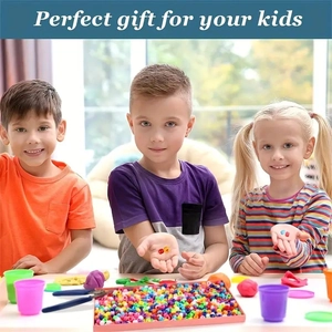Kids DIY colorful bead and clay craft set with accessories for creative handmade gifts