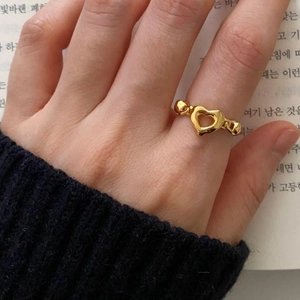 Hollow Heart Open Ring 925 Sterling Silver Adjustable Minimalist Korean Style Jewelry For Women