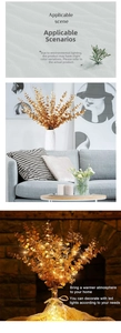 Detail of golden artificial eucalyptus leaves branches for festive home decoration