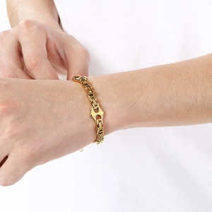 Bracelet byzantin doré de 5 mm pour homme en acier inoxydable au design tressé chic