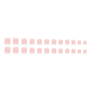 Short square light pink gradient press-on nails set with glossy finish 24pcs pack