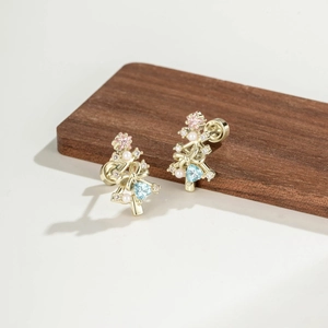 Clou De Cartilage Oreille Sapin De Noël Avec Zircon Coloré Et Künstliche Perle Alliage Fermeture À Vis Bijou Piercing Pour Femmes