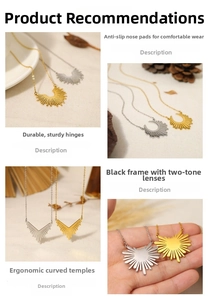 Detail showing radiant sunburst pendants in gold and silver finish with fine cross chains
