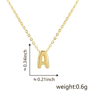 Gold letter A necklace pendant with dimensions 0.34 by 0.21 inch and 0.6g weight