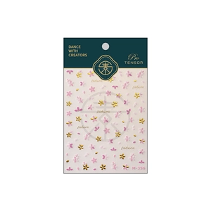 Pro TENSOR M-356 Sakura nail stickers with pink petals and gold embossed floral patterns