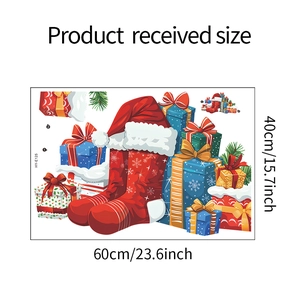 Detailed size chart for Christmas stocking and gift box self-adhesive wall stickers