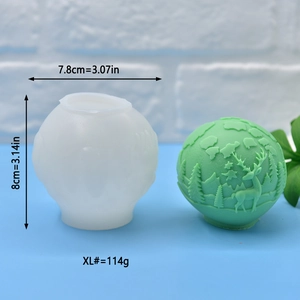 3D Reindeer Forest Sphere Silicone Mold for Christmas Candle and Soap Making