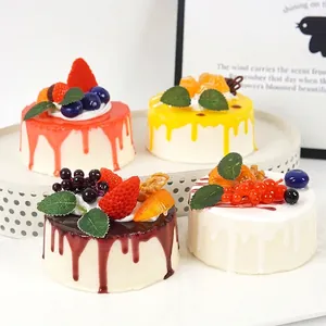 Simulation Round Mousse Cake PU Slow Rebound Stress Relief Squeeze Toy Artificial Fruit Food Decor Photography Prop