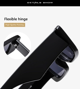 Detail view of the flexible hinge construction on wide-leg square sunglasses for women
