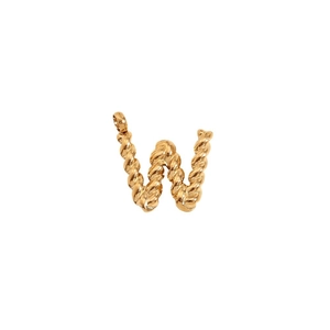 18K gold plated letter W pendant with twisted rope texture on white background